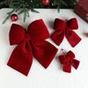 Red Velvet Flannel Three-dimensional Bow Large Christmas Decoration Christmas Tree Pendant Window Decoration