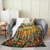 Rustic Farmhouse Fuzzy Throw Blanket with Red Truck Barn Print Ultra Soft Flannel Fleece for Sofa Couch or Bed  Blooming Flowers