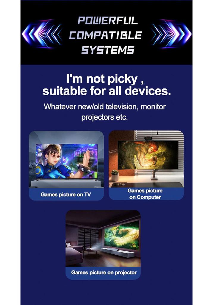 Беспроводная ретро игровая консоль X2 PRO HD 3D: Совместимость с домашними аркадными автоматами и PS1