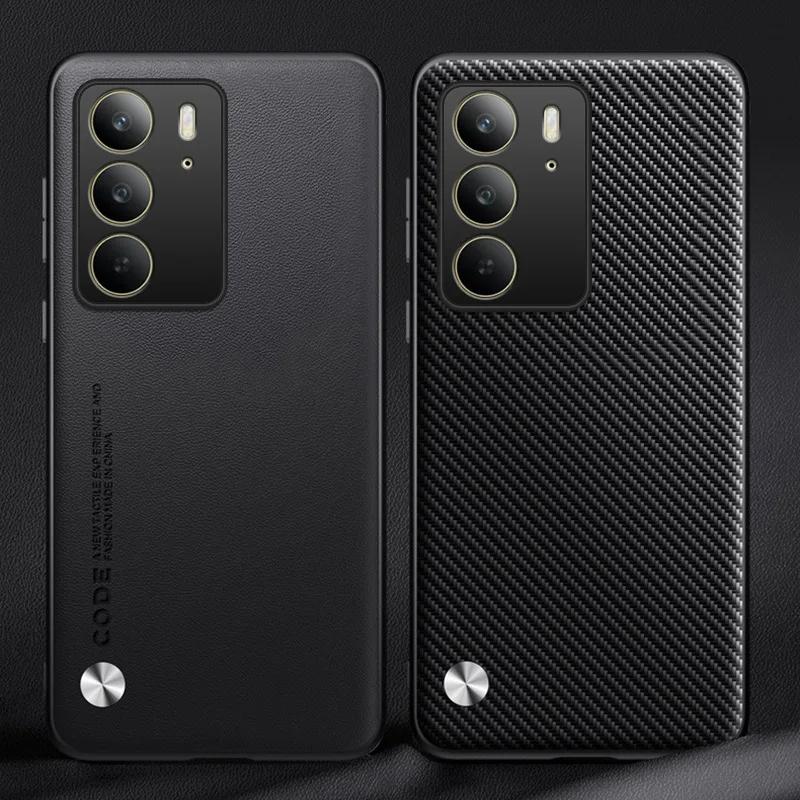 Plain Pu Leather Case for Realme C75 C67 C61 C63 C65 C55 C53 C51 C30 C35 C25y C21y Matte Silicone Bumper Shockproof Hard Camera Protect Cover