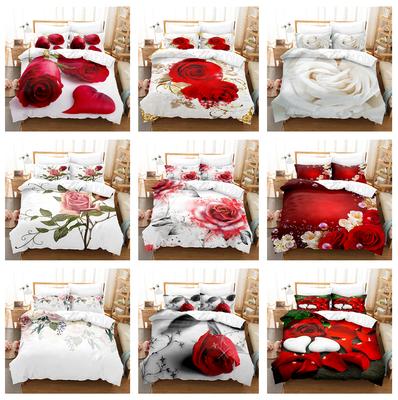 Комплект постельного белья с 3D розой, пододеяльник на День святого Валентина, комплект из 2/3 предметов DE240 * 220, полноразмерный роскошный чехол