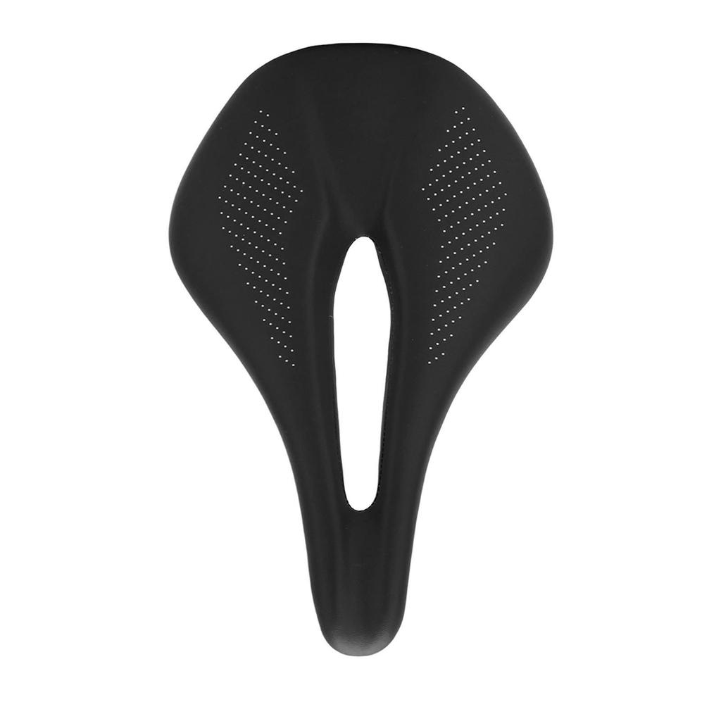 155mm Widen Carbon Fiber Leather Bicycle Saddle Cushion Hollow Cycling Road Bike CushionBlack