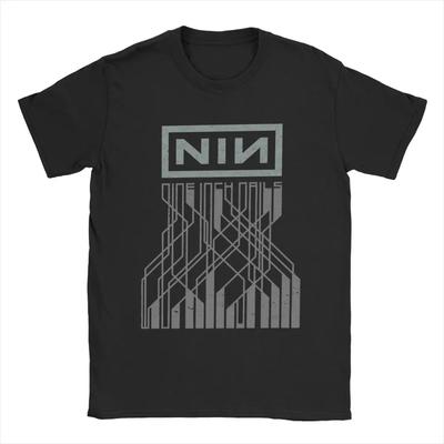 Футболки Nine Inch Nails NIN, мужские, хлопковые, забавные, с круглым вырезом, футболка с коротким рукавом, большой размер