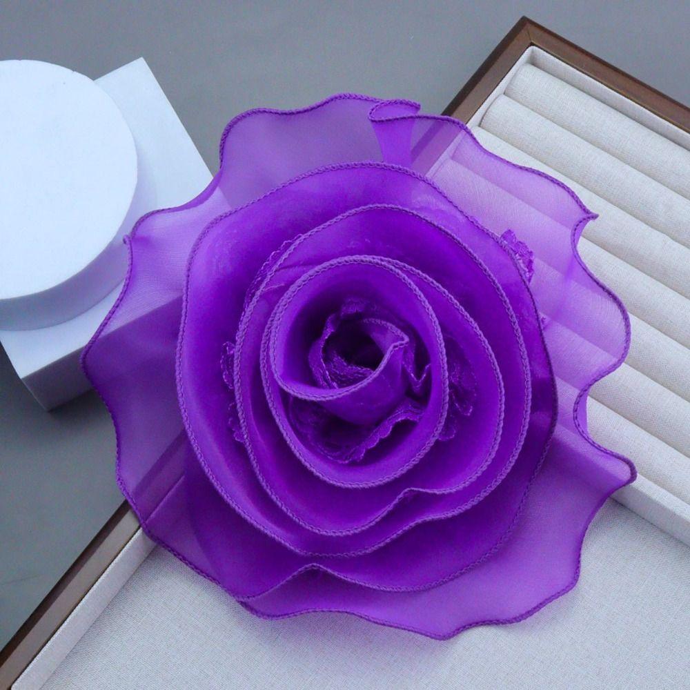 Multi-layer Yarn Rose Flower Brooch Organza Multi-Layer Floral Brooch for Women