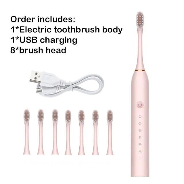 Electric Toothbrush Smart Timing Tooth Brush USB Rechargeable Teeth Clean Whitening Sonic Toothbrush With Replacement Head