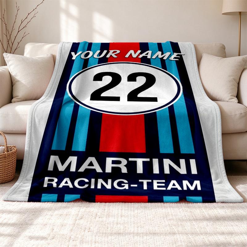 Martini Racing Team Customizable name outdoor blanket soft cozy and warm Multi-purpose office blanket outdoor camping and travel blanket all
