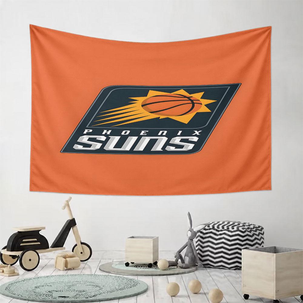 Phoenix Suns Basketball Logo Design Pattern Wall Hanging Tapestry Decorative Tapestry Home Decor for Bedroom and Living Room