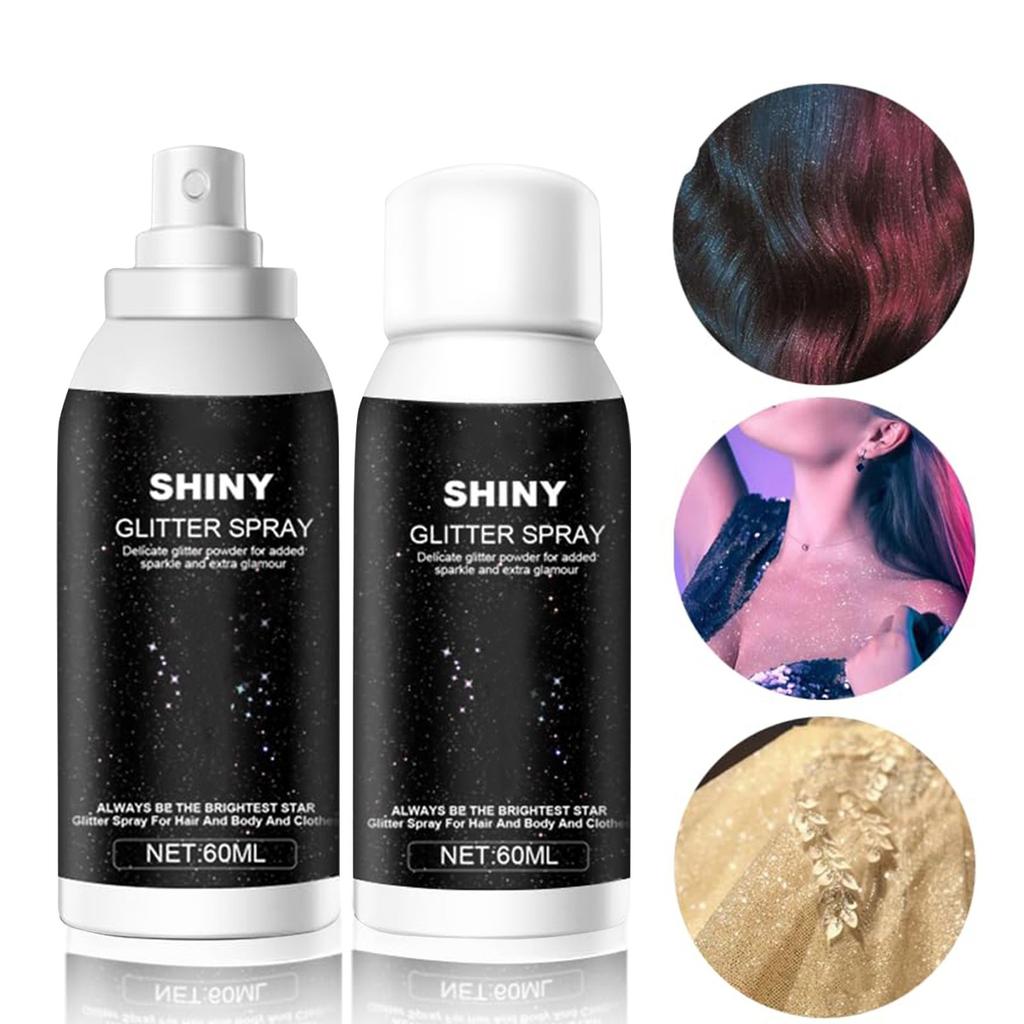 Glitter Spray For Hair And Body, Body Glitter Hairspray For Clothes, Quick-Drying And Long-Lasting Body Shiny Spray(60ml)