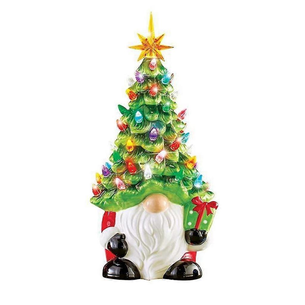 Christmas Decorations - 6.2Inch Lighted Up Gnomes Christmas Tree with Multicolored Lights Small Min - GXCC