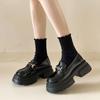 Черные туфли-лоферы на платформе, женские ретро-туфли на толстом каблуке, британский стиль, униформа, маленькие кожаные туфли