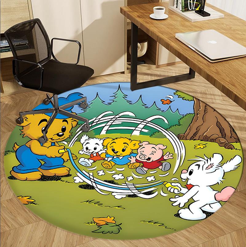 Bamse Pattern Round Rug, Indoor/Outdoor Mat, for Picnic, Gameroom, Bedroom, Office, Living Room, Home Decor Carpet, Birthday Gift