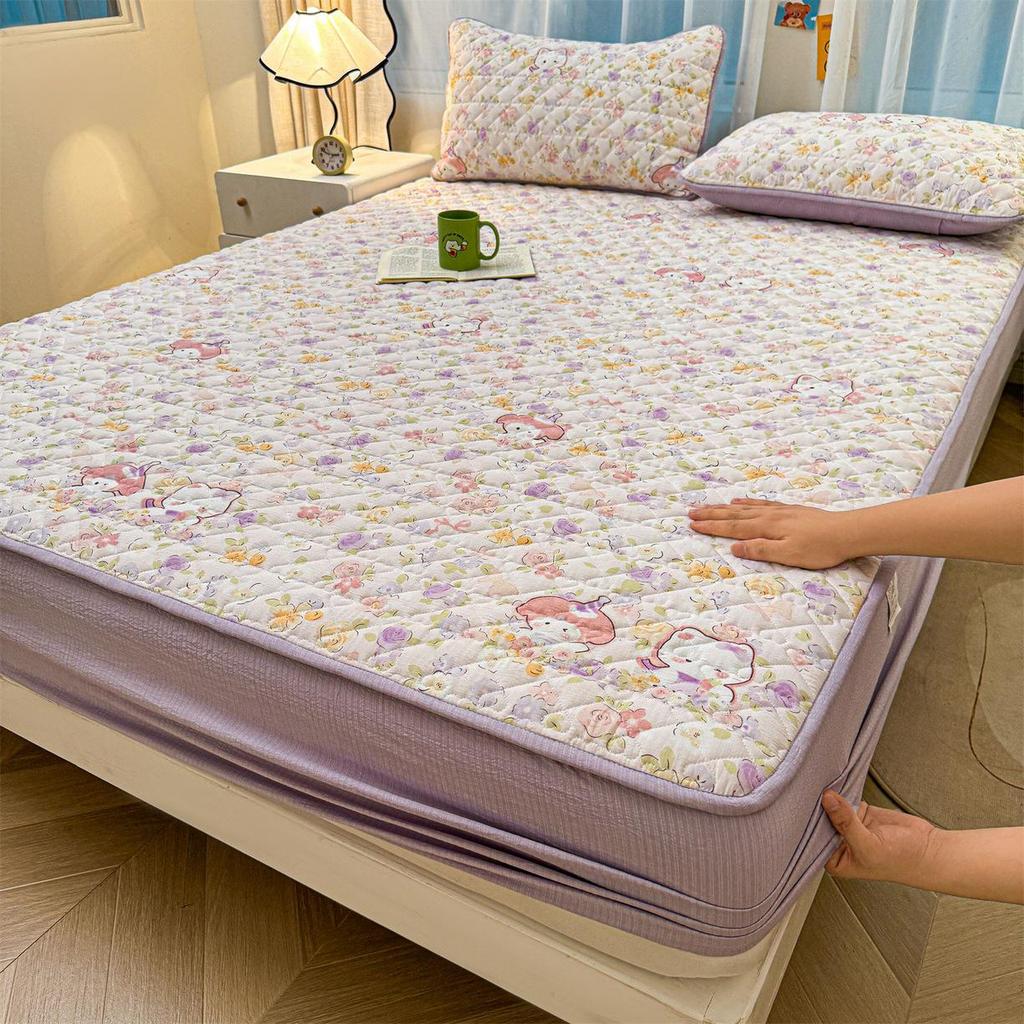 Ретро Стеганый Хлопковый Подогнанный Комплект Постельного Белья - 3 Предмета Издание 2025