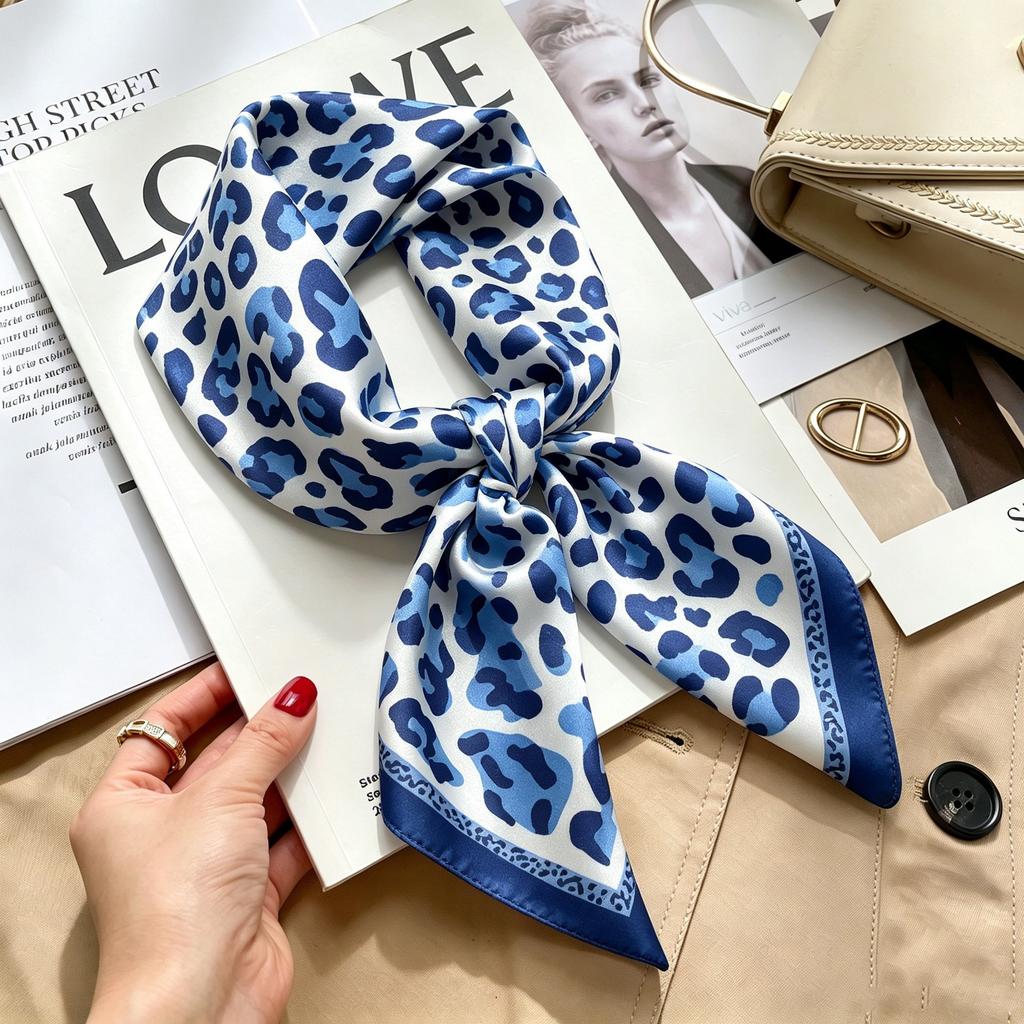 Autumn and winter Maillard cashew square scarf silk scarf women's shirt versatile neck small scarf tied hair decorative scarf