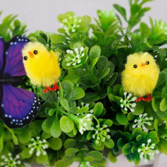 36 Pcs Easter Fur Chicks Mini Simulation Plush Chicks Small Colorful Fluffy Chicken Easter Basket Stuffer for Spring Home Garden Decor