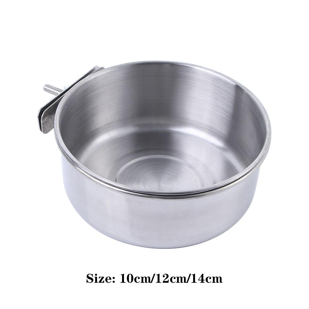 Hamster Clamp-on Food Dish Stainless Steel Parrot Feeding Bowl Water Drinker Bird Feeder Cage Cup