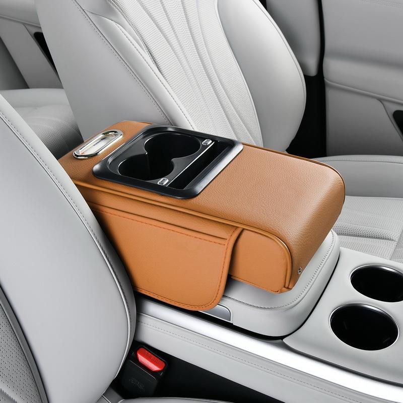 Car Tissue Box Center Armrest Box Storage With Water Cup Holder Usb Portcar Armrest Box Booster Pad With Usb Port Multi-Function