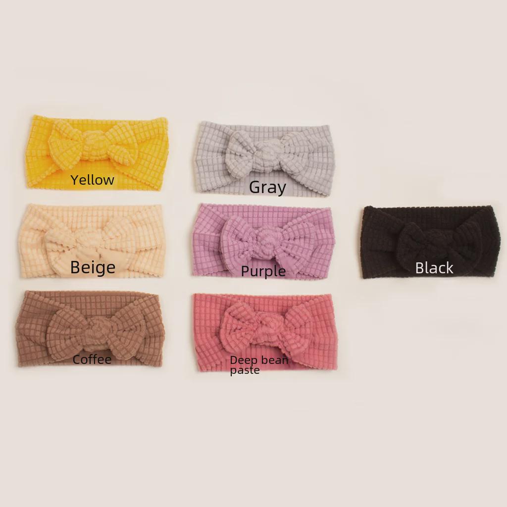 Новая повязка на голову с бантом для малышей осень/зима: Уютный, однотонный, идеально подходит для девочек