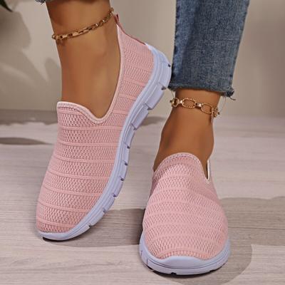 Летние кроссовки Slip On Flat Shoes Женская мода Повседневные мокасины Прогулочная обувь Уличная сетчатая мягкая подошва Спорт