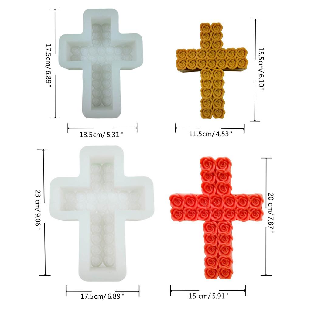 Rose Cross Candle Silicone Mold Rose Blossom Candle Molds DIY Handmade Soap Resin Mold Concrete Gypsum Mould Decorations