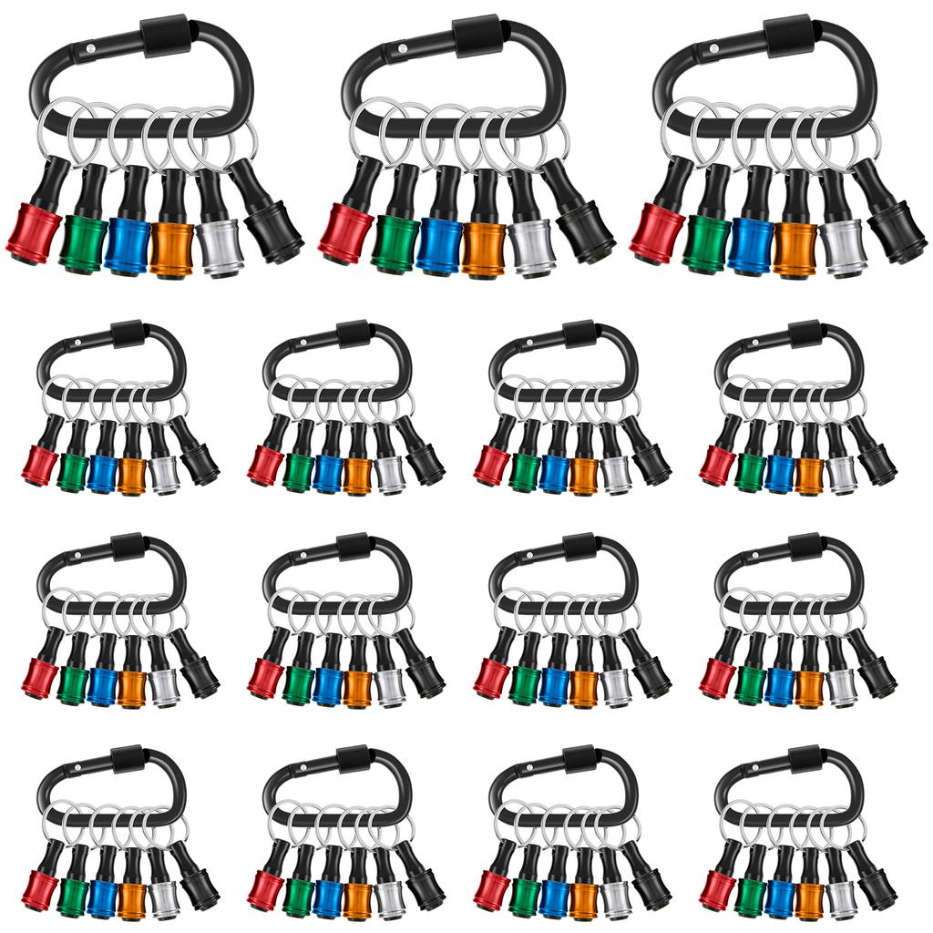 12/36Pcs Hex Shank Screwdriver Bit Holder 1/4 Inch Hex Driver Aluminum Alloy Bit Holder Keychain with 2 Carabiner Extension Bar