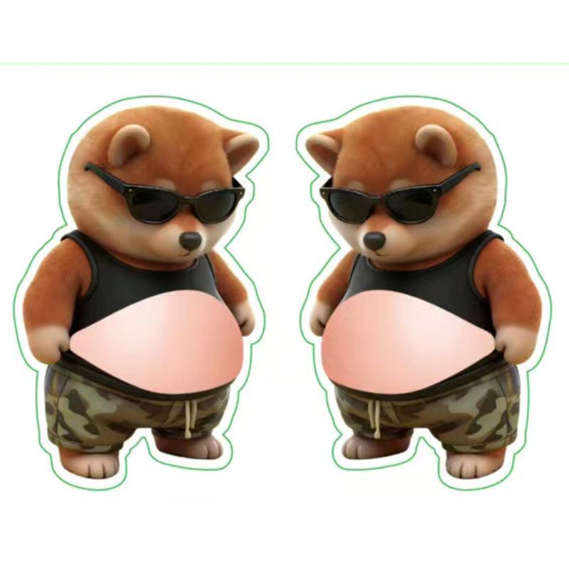 2Pcs 3D Belly Pinching Stickers Creative Cartoon Anti-Collision Car Decoration Stickers Pp Butt Sticker Shiba Inu Dog Decoration