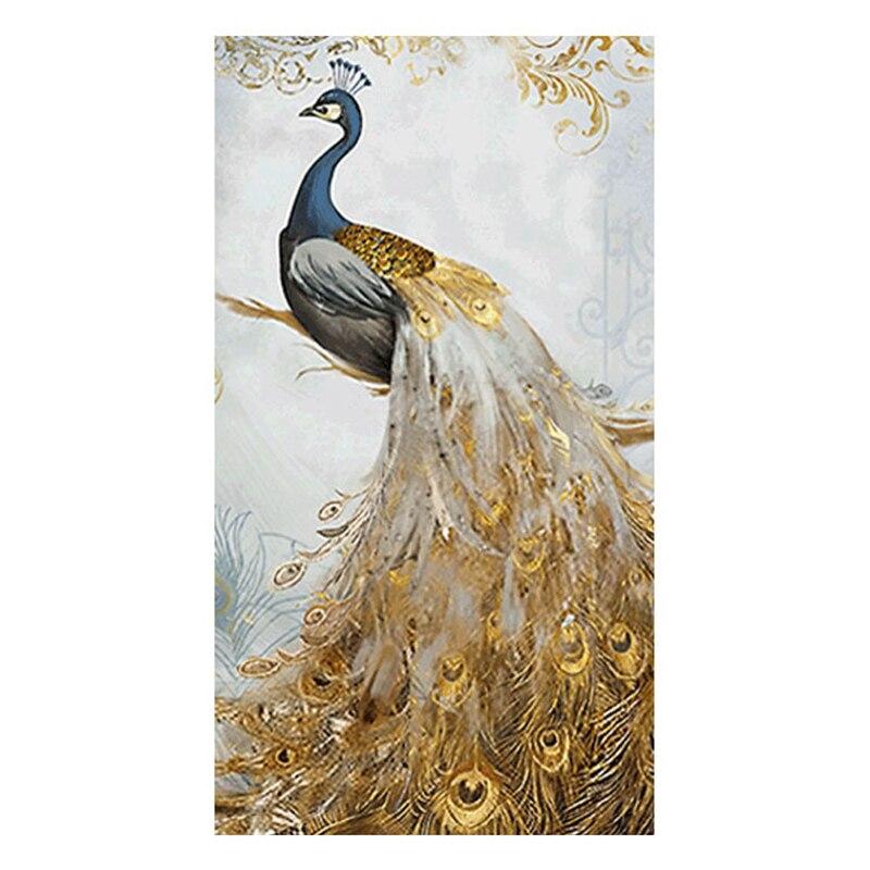 Gold Peacock Luxury Light Style Full Diamond Painting Wall Painting 5d Diy Diamond Cross Stitch Crafts Decor Painting Framless