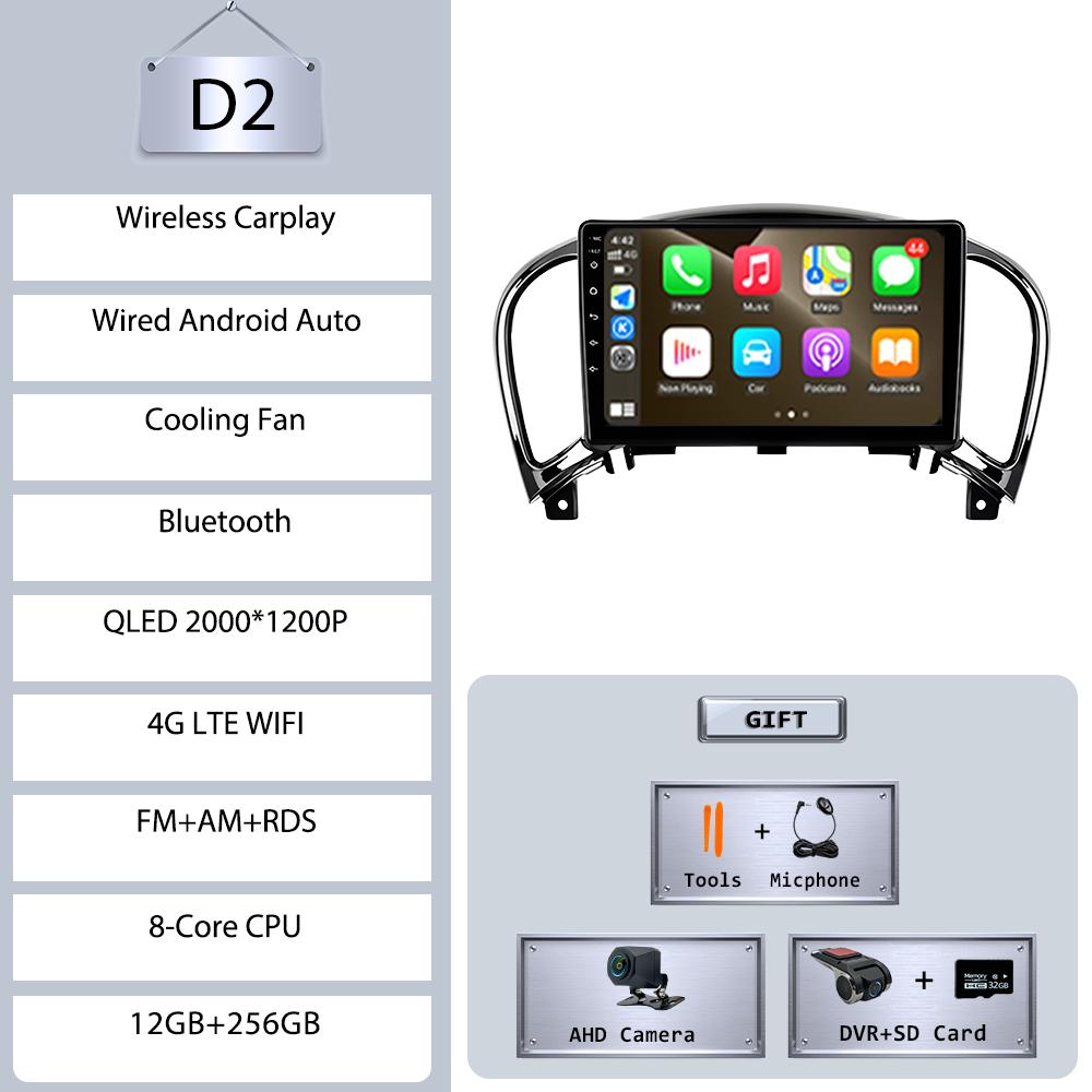 Lecteur multimédia Android 16 9 pouces pour Nissan Juke 2010-2014, CarPlay sans fil, GPS, BT, WiFi, DSP, écran tactile IPS HD, autoradio stéréo