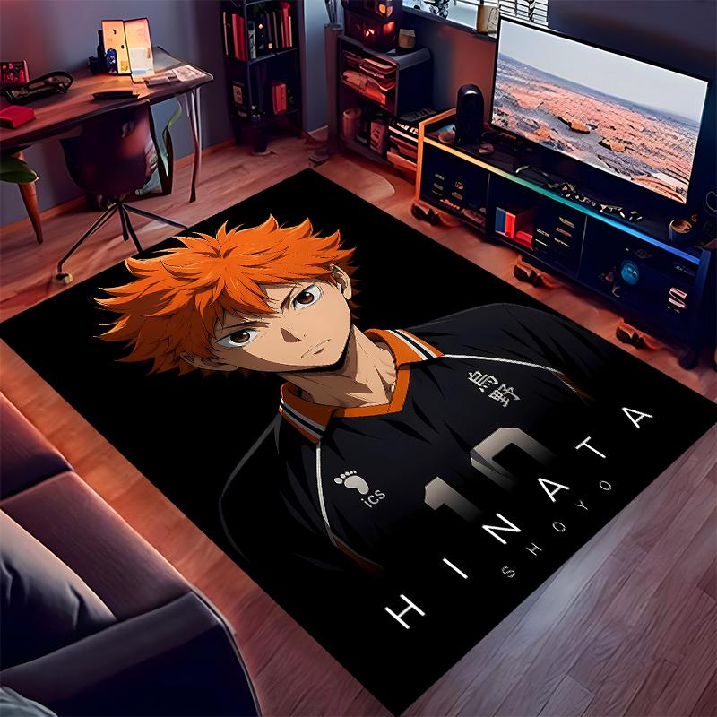 1pc Haikyu Print Area Rug - Soft,Washable Non-Slip Indoor Mat for Office Chairs,Living Room,Home Office Decorative Rug