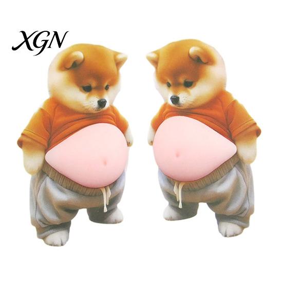 3D Belly Animal Sticker 1 Pair Dog Anti-collision Anxiety Stress Relief Elastic Puppy Tummy Cartoon Decal Fat