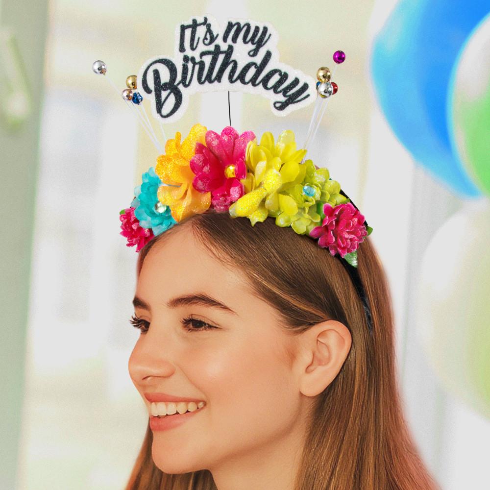 Letter Pattern Birthday Plastic Flower Headpiece For Halloween Party Wear Event