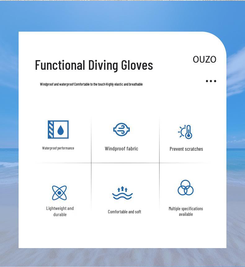 In-Stock Ouzo 5mm Thickened Warm Non-Slip Cut-Resistant Diving Gloves for Snorkeling, Surfing, and Fishing