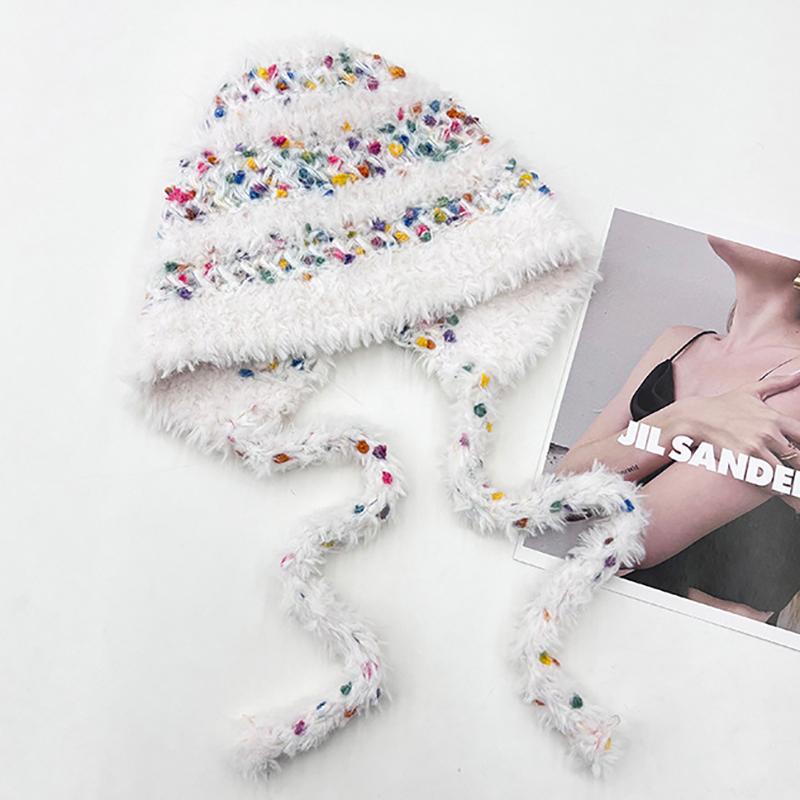 Милые медвежьи ушки Тедди флис вязаный разноцветный пуловер шапка для женщин зимние теплые защитные наушники Able Straps шапки-бомберы