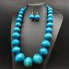 Suite Exaggerate Necklace Earrings Suite Wooden Bead Vacation Style Fashion Bohemian Style