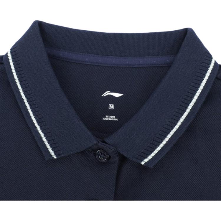Li-Ning Футболка-поло Fitness Series Casual Breathable Comfortable Quick-Dry Sports, женские топы, чернильно-синего цвета APLT084-9