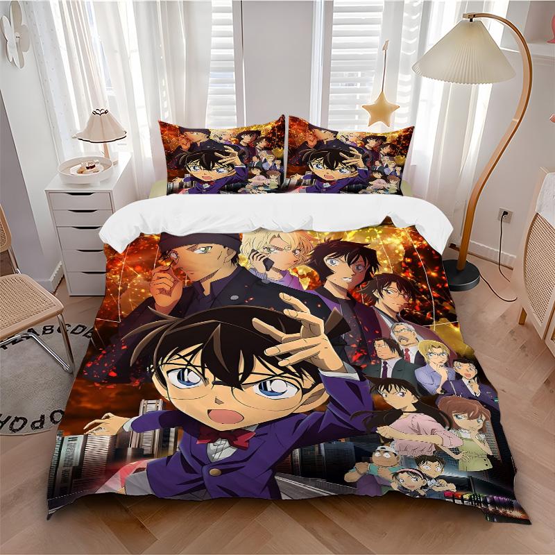 Detective Conan Mystery Print 3Pcs Bedding Setduvet Cover With 2 Bedropillowcase Home Birthday Gift