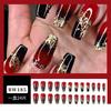 Nail art black and red gradual change Spice girl wind gold glitter rhinestone long wear nail wholesale