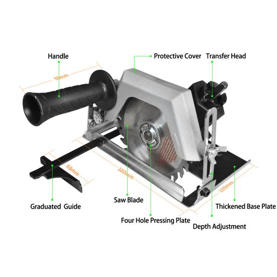 Преобразователь электрической дрели 0-75 мм, регулируемый угол глубины, сменная митра, ручная электрическая дрель на электрическую циркулярную пилу, аксессуары для плотницких работ