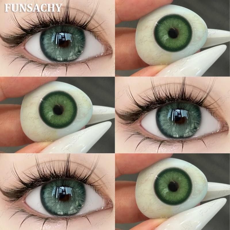 FUNSACHY 1 пара натуральных линз корейского стиля цветные контактные линзы синие линзы коричневые туманные перламутровые цветные линзы высококачественные мягкие линзы