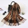 Female's Winter Warm Long Scarf Classic Plaid Tessles Pashmina Shawl Thick and Soft Muffler for Muslim Women Pareos Outdoor