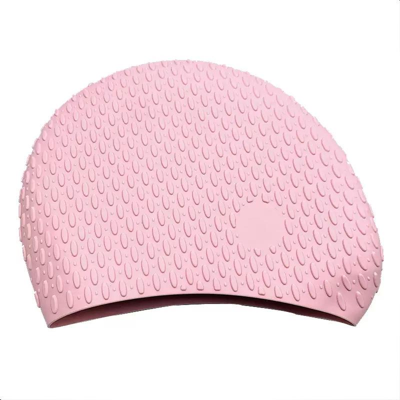 Очень большой водонепроницаемый силиконовый шапочка для плавания с защитой ушей - Однотонная, без кромок, удобная посадка
