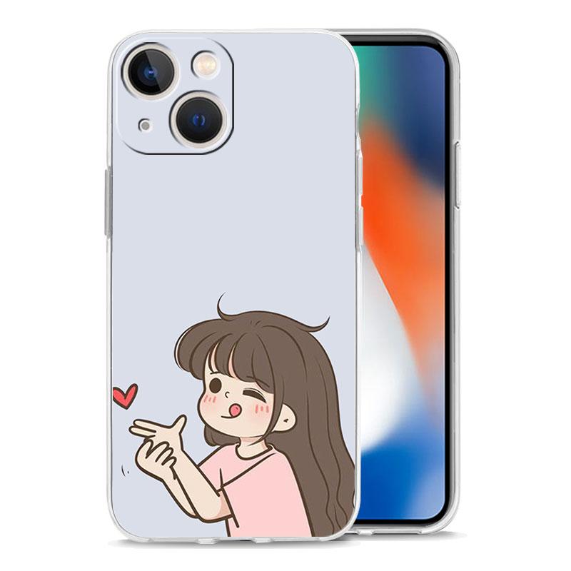 Чехол для iPhone 17 Чехлы iPhone Air 16 15 12 13 14 Pro Max 7 8 Plus 16Pro iPhone11 Мягкий чехол Милый Мальчик Девочка Пара