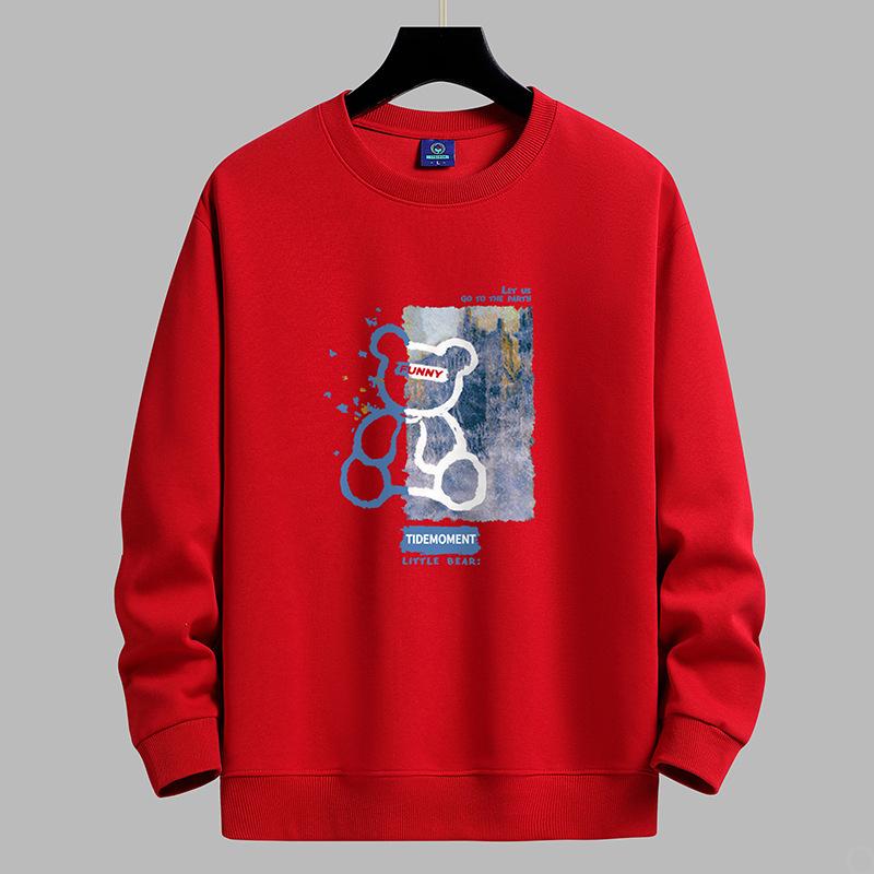 QICED Осенняя одеждаОсенний O-образный вырезПовседневные мужские топы с принтомНижняя рубашка с длинным рукавом