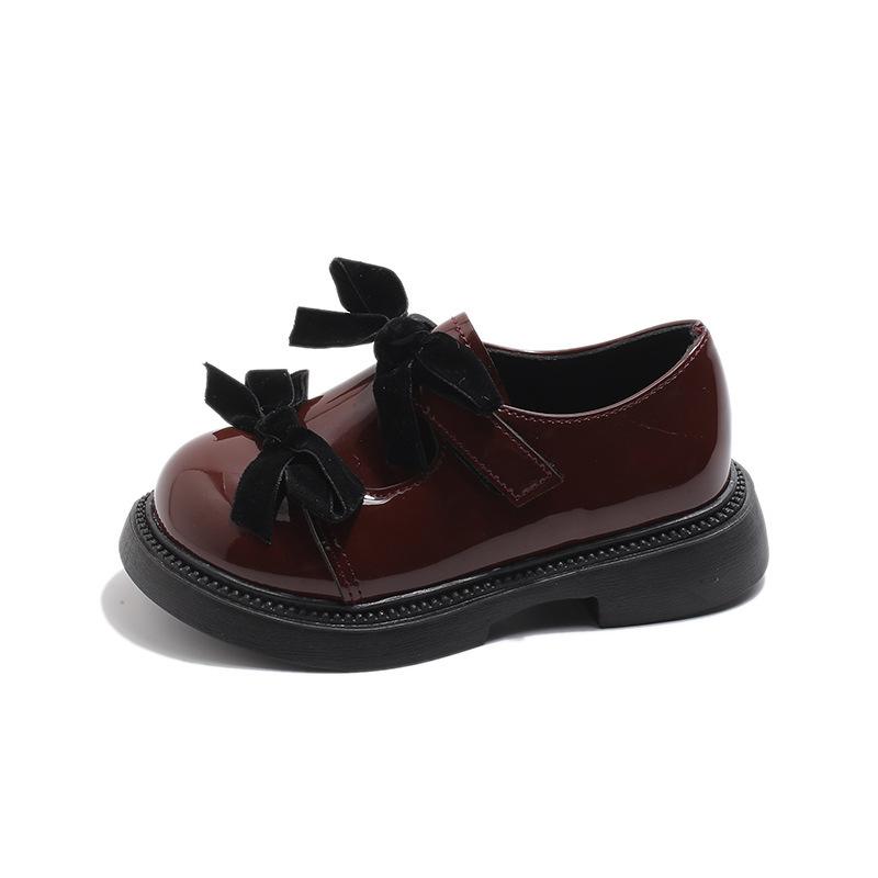 2025 Autumn New British Style Kids Leather Shoes Fashion Versatile Girls' Bow Princess Shoes Simple Anti Slip Child Casual Shoe