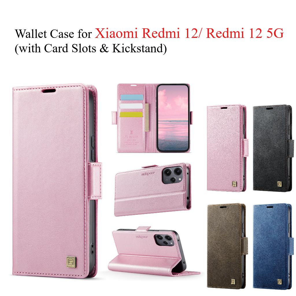 Чехол-кошелек для Xiaomi Redmi 12/ Redmi 12 5G с отделениями для карт и подставкой, кожаный чехол с защитой 360°