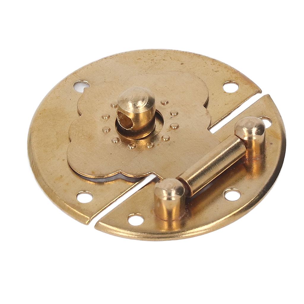 Round Embossing Copper Hasp Retro Wooden Box Lock Clasp Decorative Hasps for Wedding Card Boxes Wine Boxes Brass