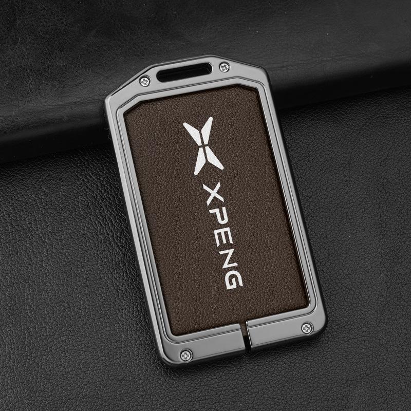 Чехол-брелок для ключа автомобиля из сплава+кожи для Xpeng Xiaopeng p7 p7i p5 g3 g3i g9 g6 22-23 Держатель Аксессуары для брелока в салоне