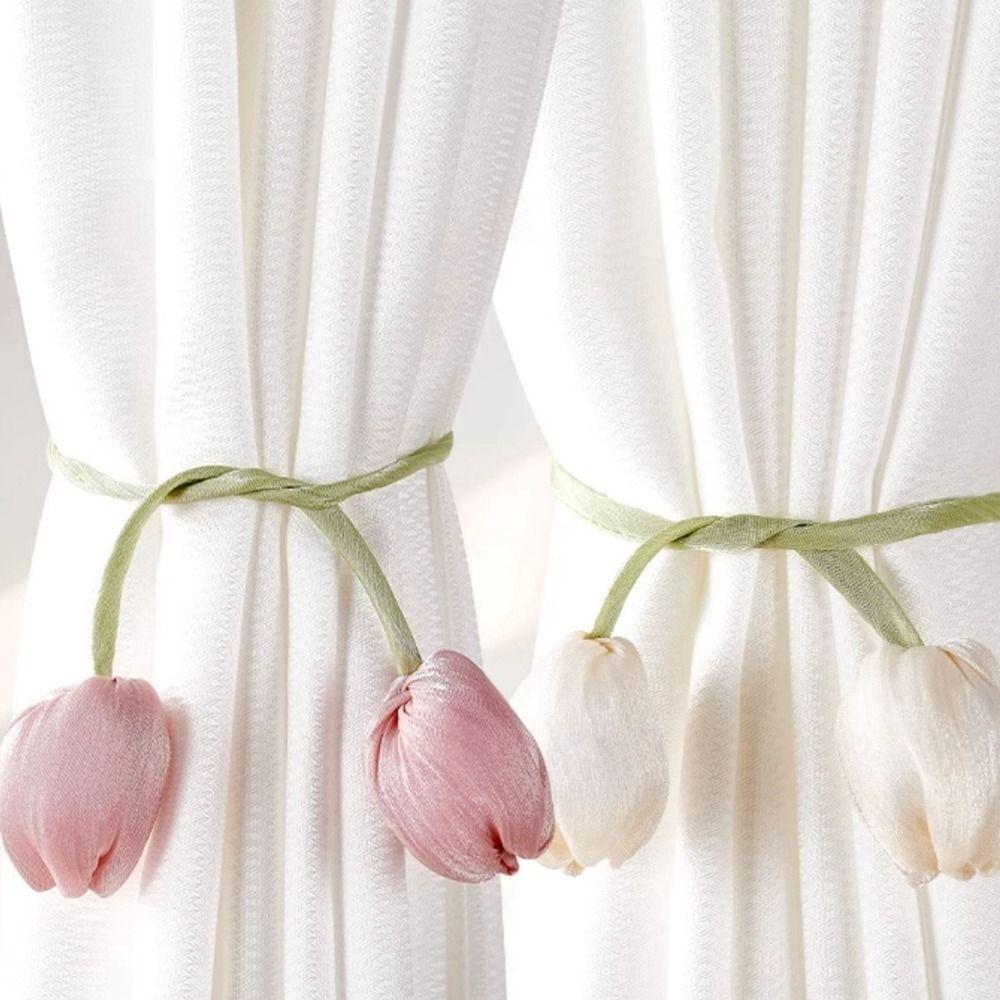1Pair Elegant Tulip Curtain Straps Adjustable Curtain Buckle Elegant Curtains Tie Rope Living Room