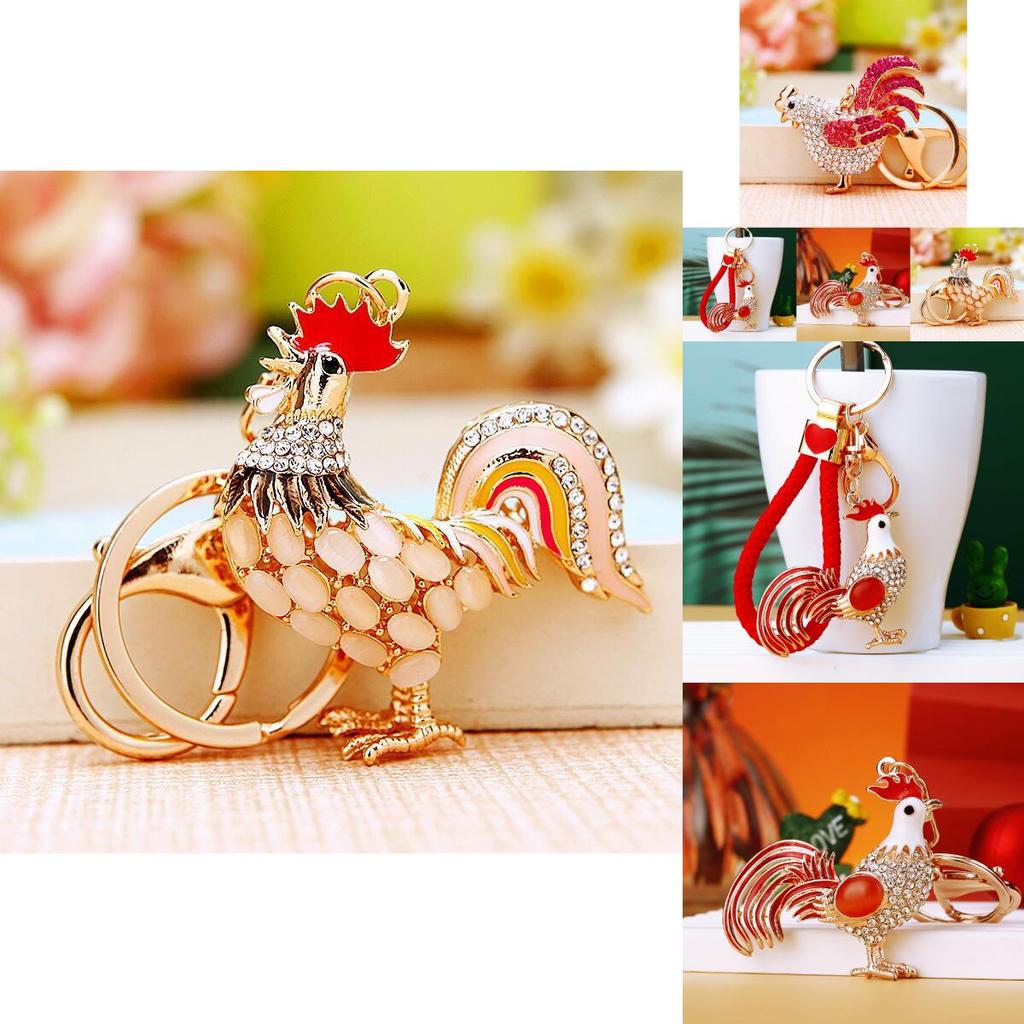 Очаровательный брелок для ключей от машины в виде петуха и курицы со стразами для женщин с креативным дизайном