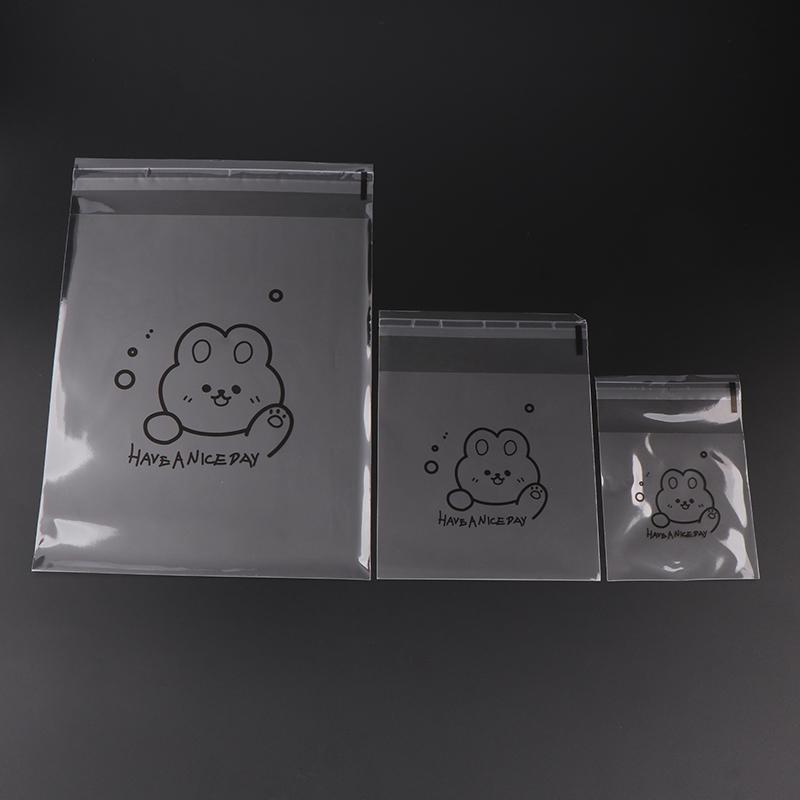 100 шт., симпатичный мультяшный медведь, прозрачная подарочная упаковка для хлеба, самозапечатывающийся пакет, благословение на каждый день, напечатанные квадратные пакеты из полипропилена