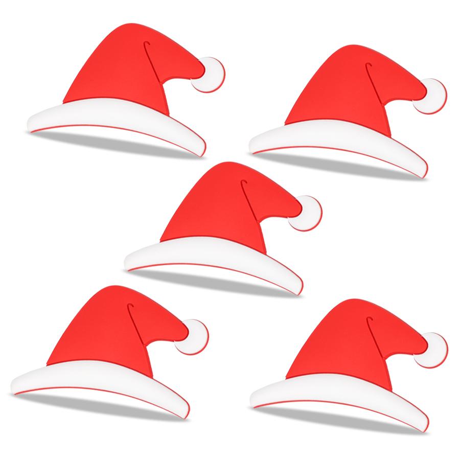 Suitable for most car models 3D Waterproof Christmas Santa Hat Stickers for Tesla Personalized Creative Car Logo